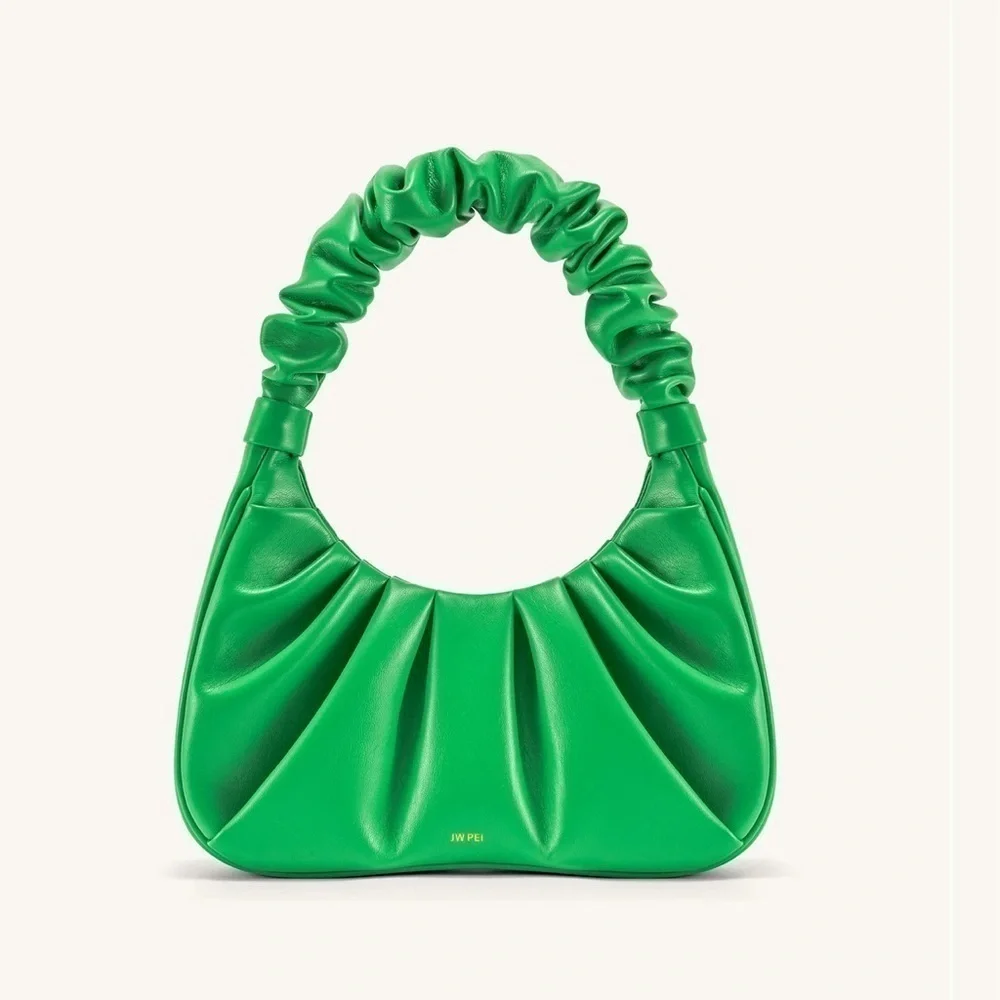 NWT JW PEI Gabbi Ruched Vegan Shoulder Bag in Grass Green